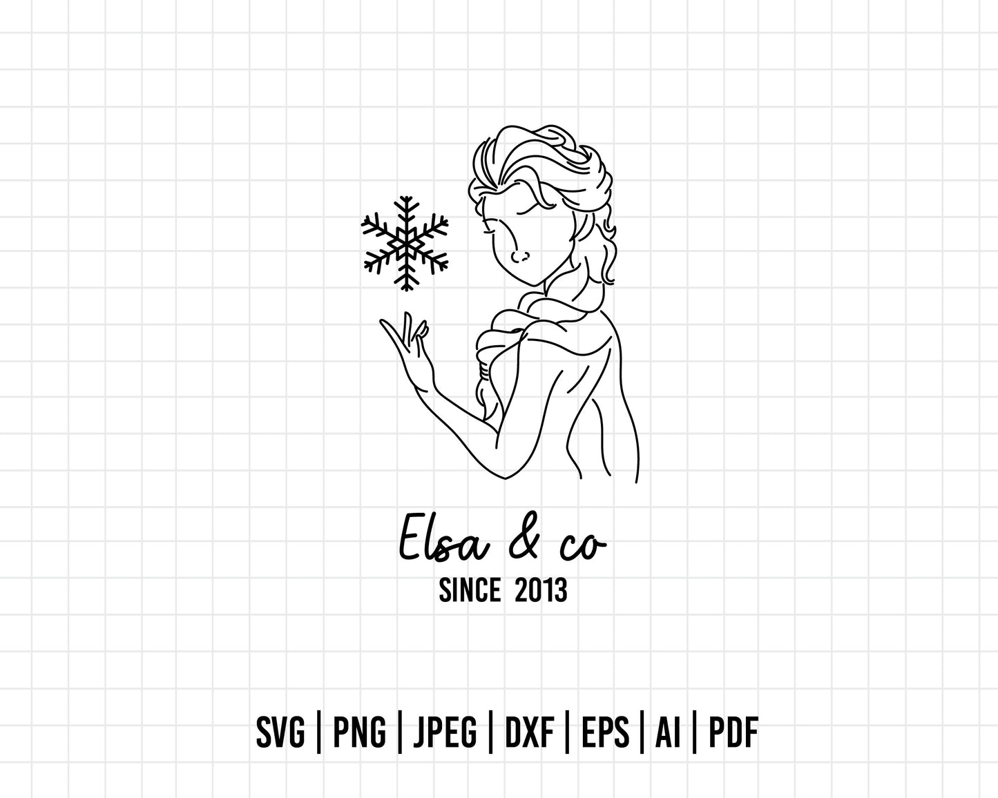 COD74- Frozen svg, Elsa & co svg, Anna svg, outline svg, cricut silhouette, Princess svg, Disney svg