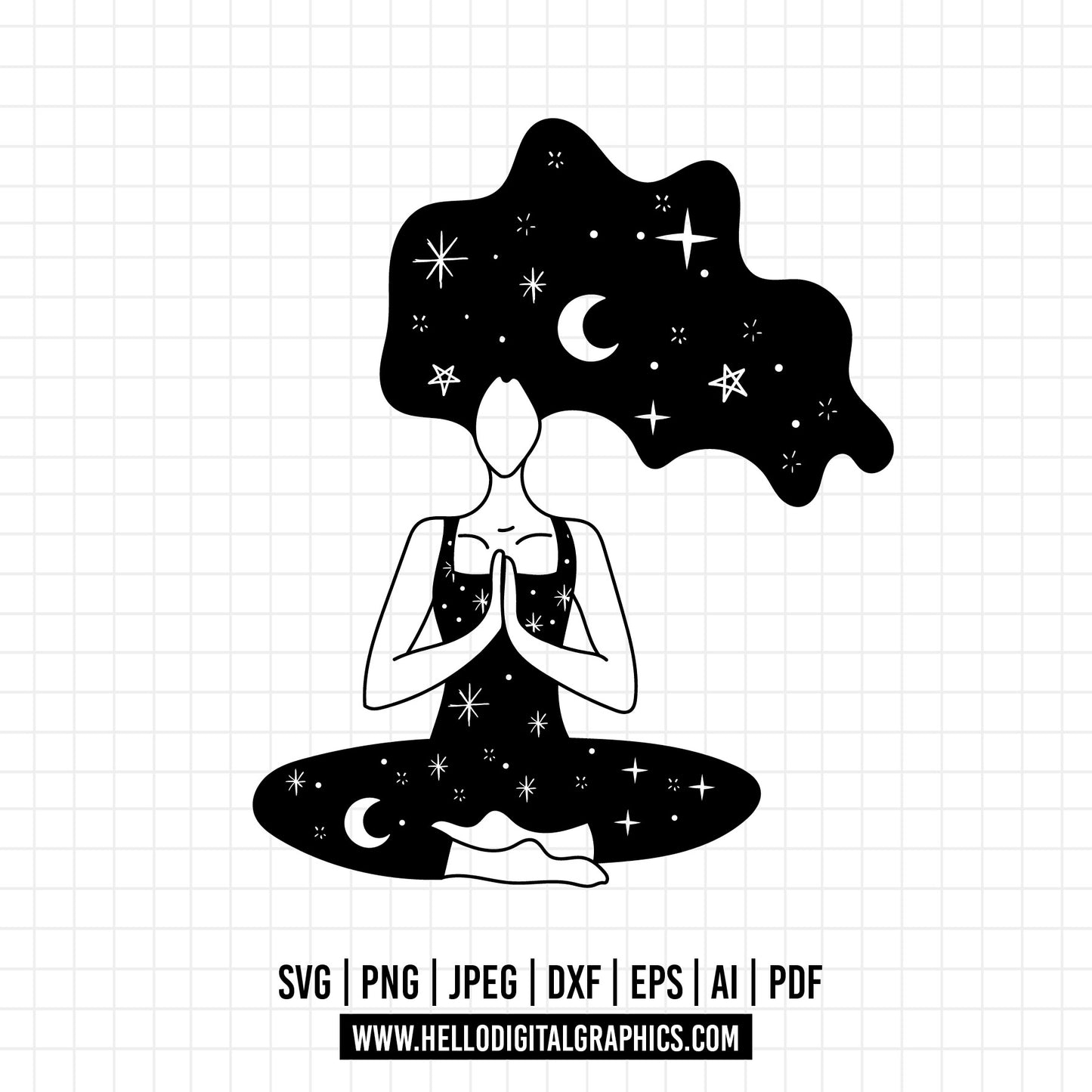 COD741-Meditation Yoga svg girl, yoga vector, Yoga png, cricut, namaste, universe svg