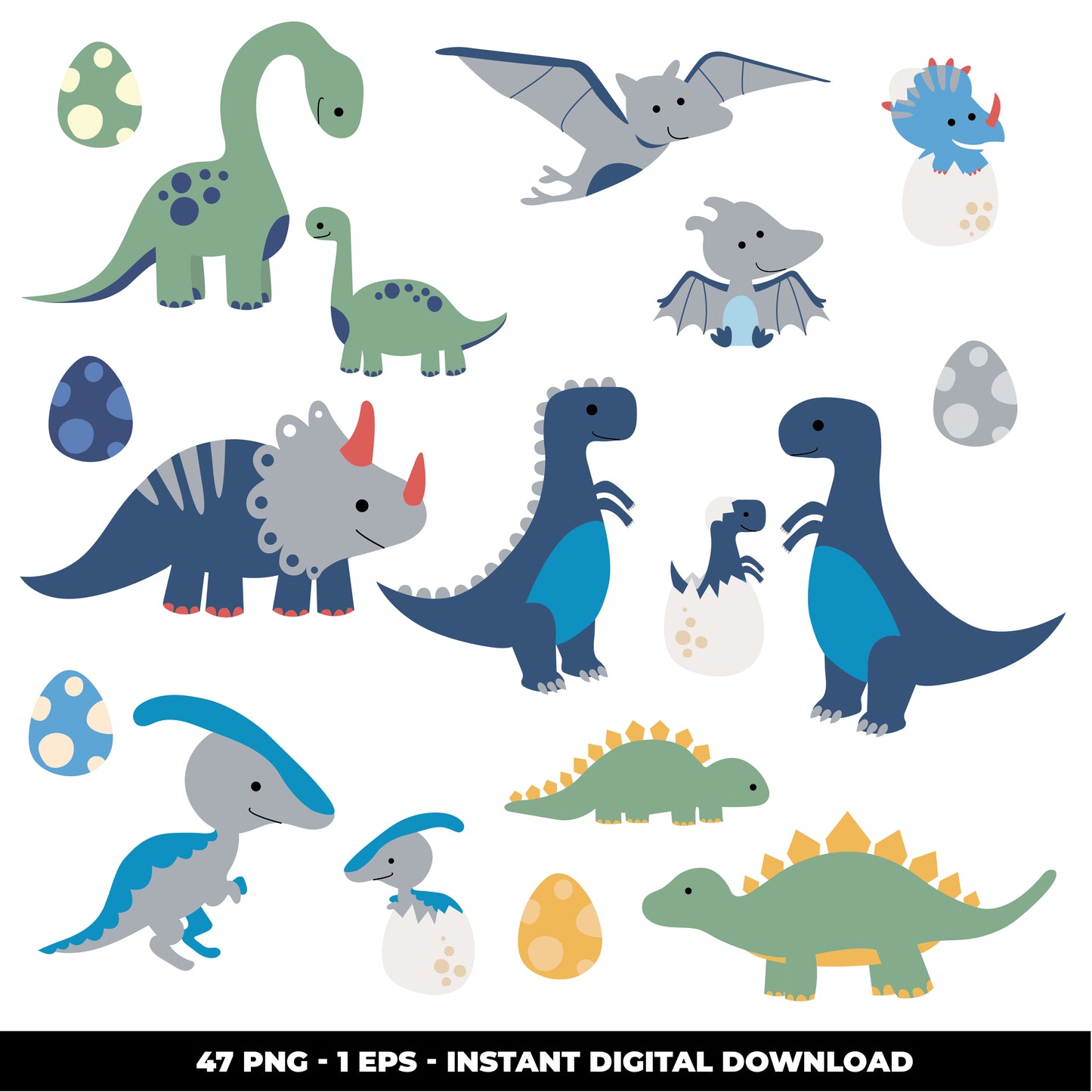COD796 - Dinosaur clipart, kids dinosaur clipart, t-rex clipart, dino clipart, triceratops clipart files
