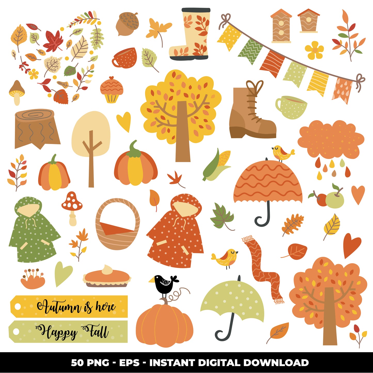 COD845 - Autumn clipart, fall clipart, Leaves clipart, Plants eps, Paper Leaves, Leaf Templates, Wreath