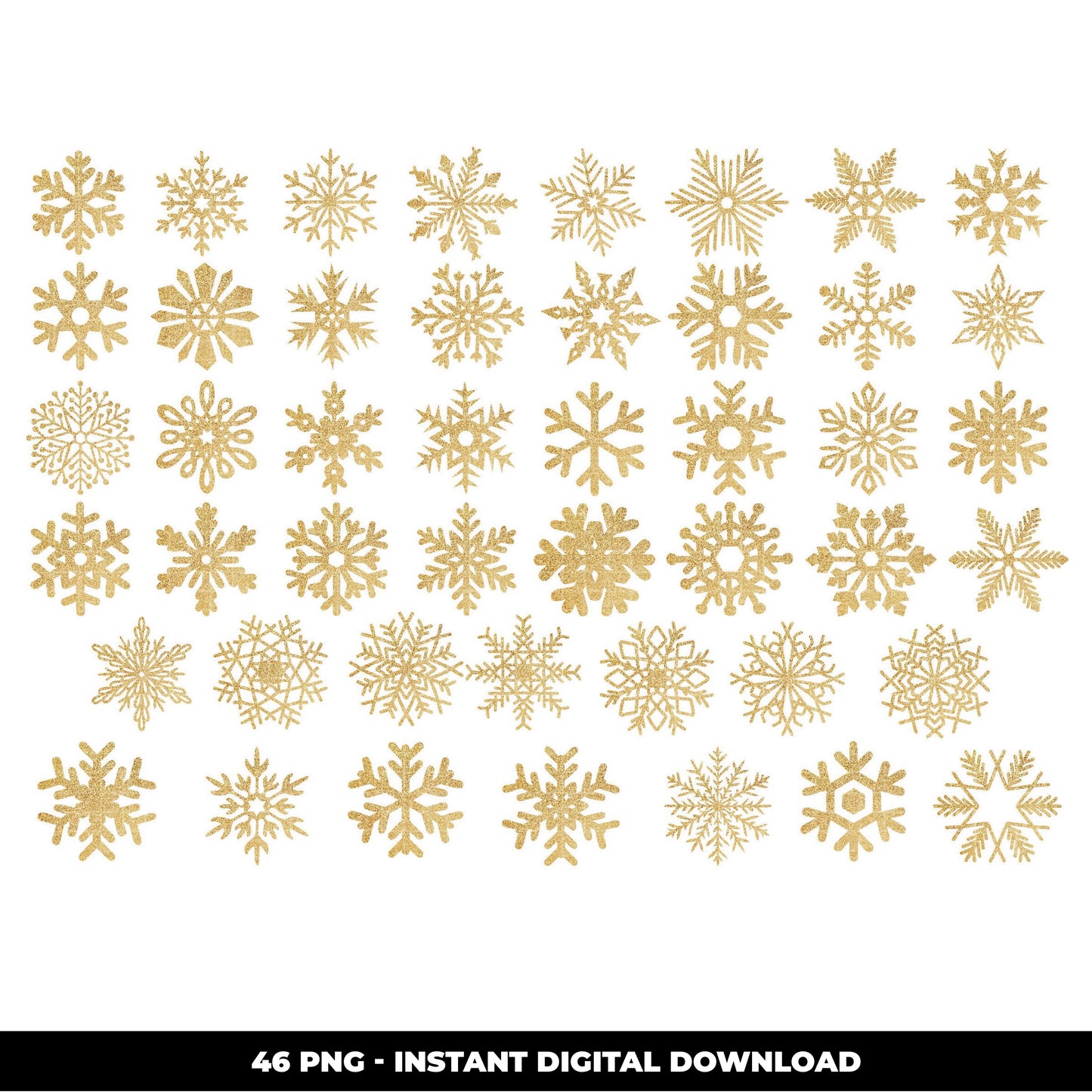 COD851- Gold Snowflake clipart, winter snowflake png, Merry Christmas clipart, winter clipart
