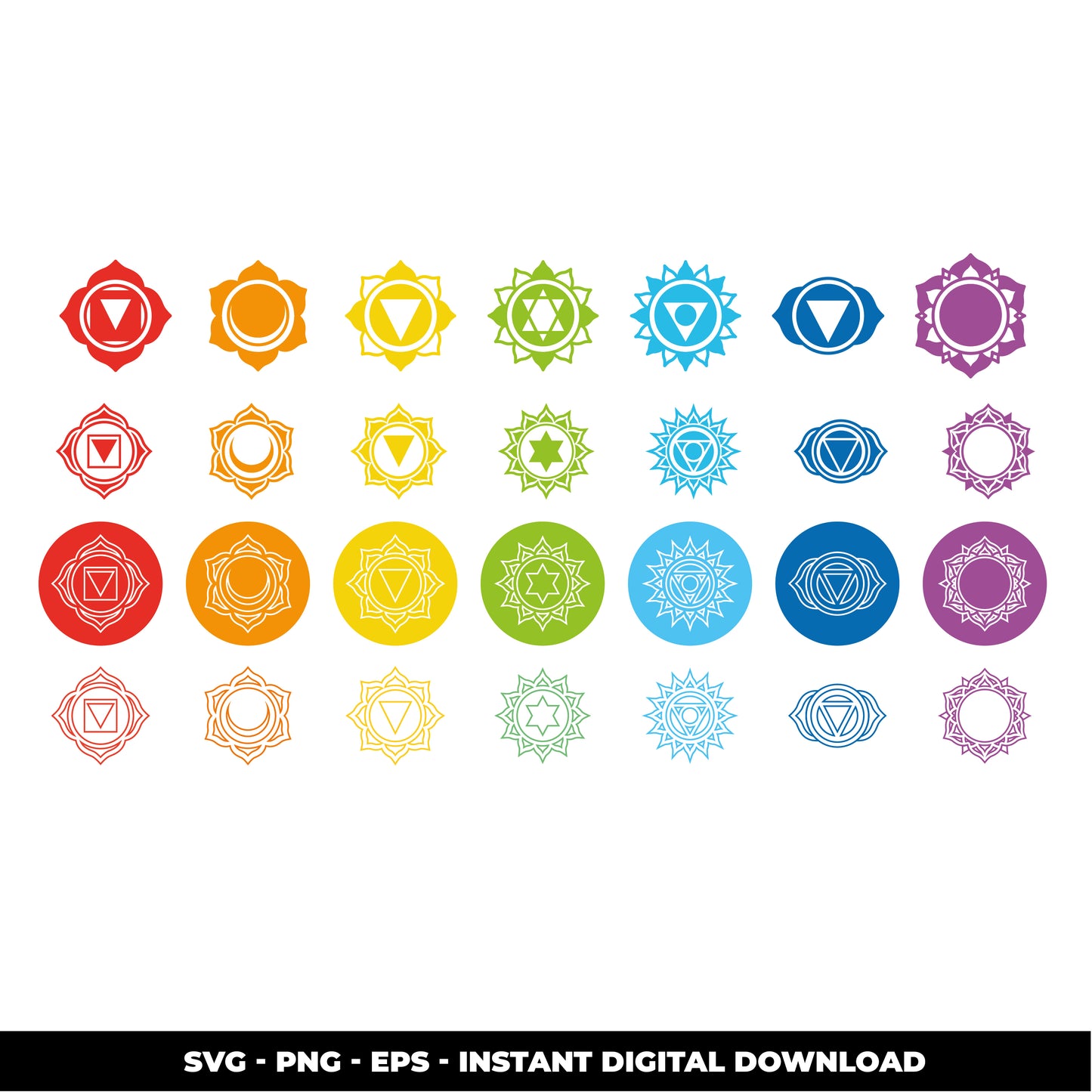 COD858 Chakras svg, Chakra svg bundle, buddism, Meditation, Kundalini, Yoga svg, Svg Silhouette Cricut Cut File Cameo Clipart Png Vector
