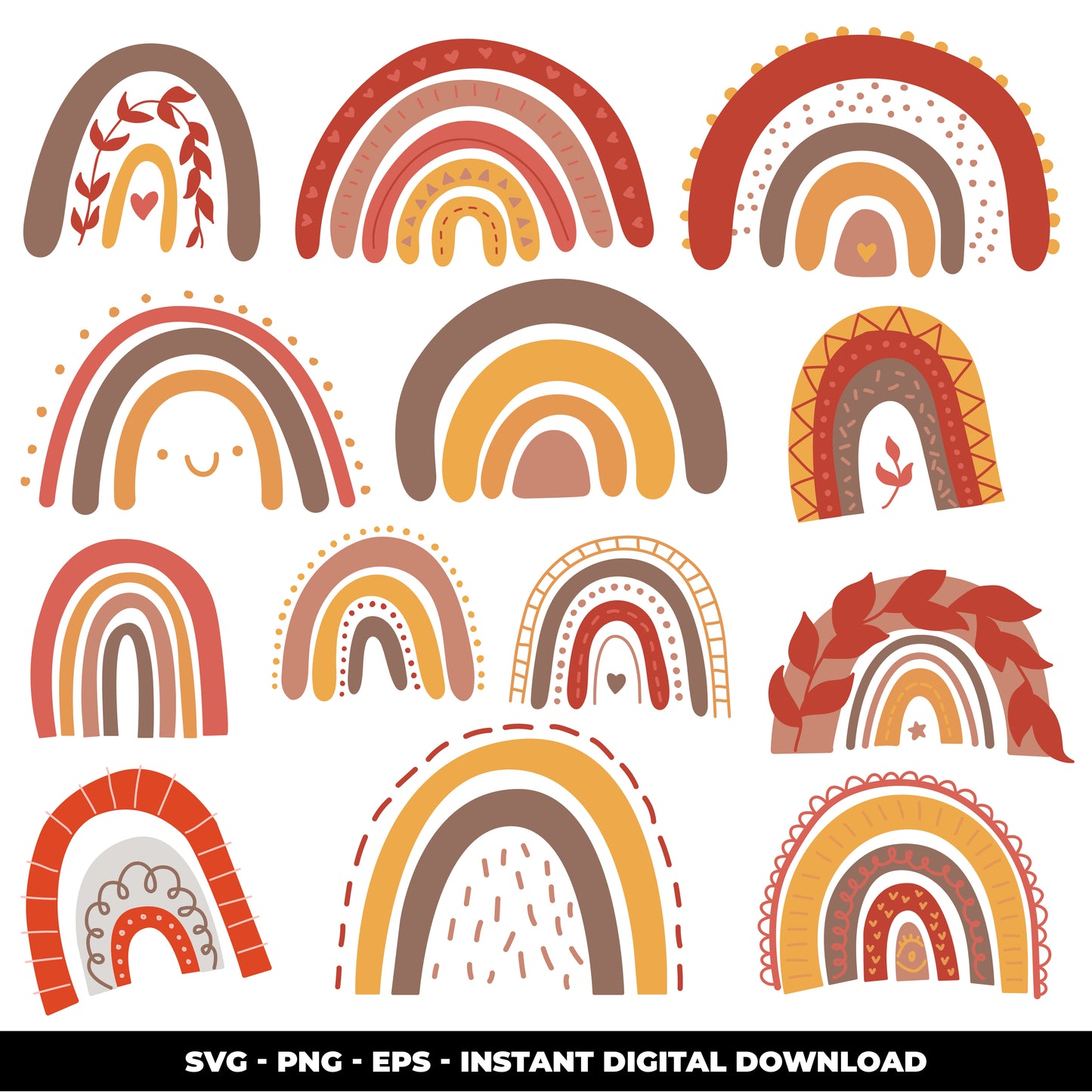 COD870 Rainbows doodle clipart, rainbow digital clip art set, rainbow vector, rainbow printable, Commercial use