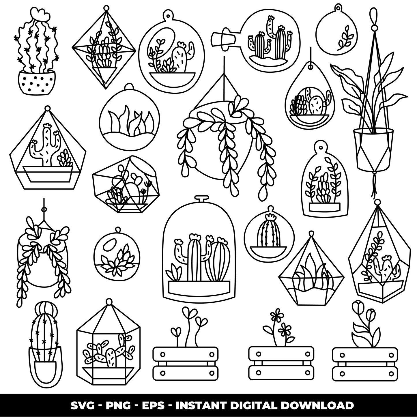 COD871 Cactus cliparts, Succulent SVG, CACTUS SVG, House Plants Clipart, Terrarium Cactus Art, Cactus Doodles Clipart, Digital Stamp