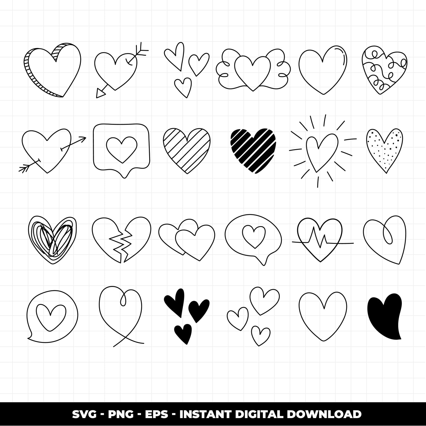 COD879- Doodle Heart svg, Self Love Svg, Heart svg, Hand-drawn svg, True love svg