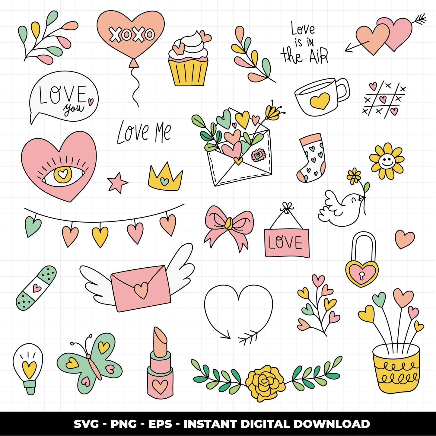 COD883- Valentine's day svg, Self Love Svg, love clipart, love vector, Heart svg, Hand-drawn svg, True love svg