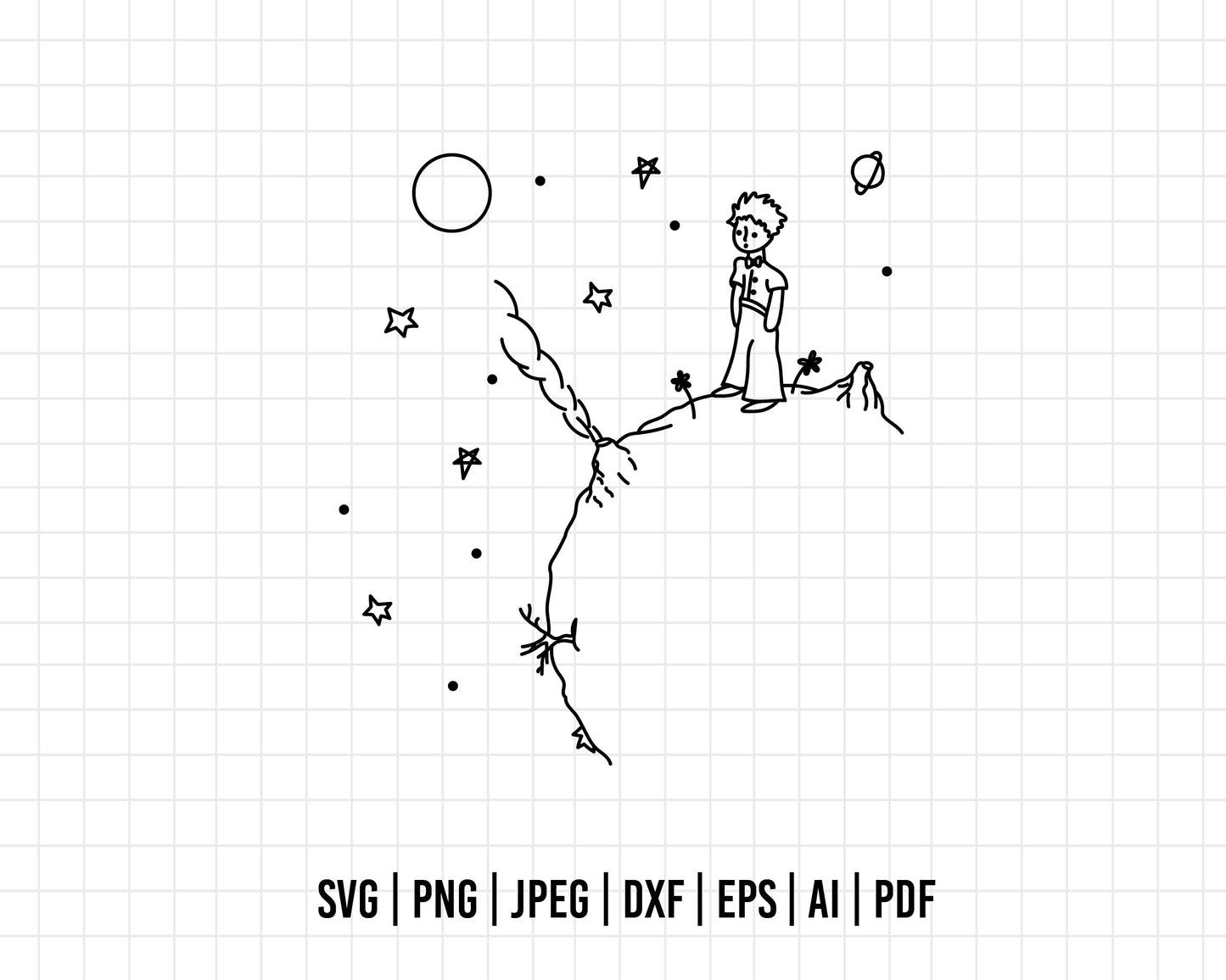 COD89- The Little Prince and the fox SVG, The Little Prince Svg, The Little Prince Clipart, Le Petit Prince Art, Cricut, Silhouette