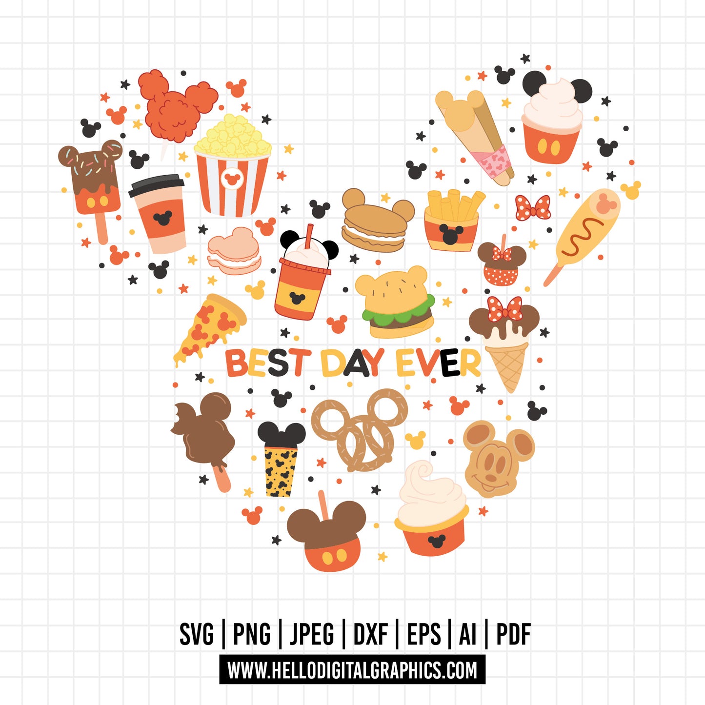 COD904- Best day ever svg, snackgoals svg, Snacks svg, Mickey Mouse Ears Head, Disney svg, mickey svg, Silhouette, Cricut