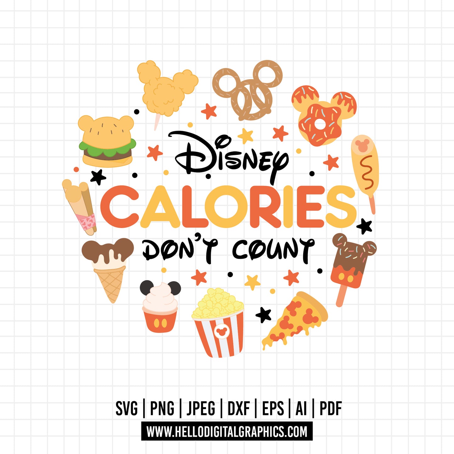 COD913- Disney calories don't count svg, snackgoals svg, Snacks svg, Mickey Mouse Ears Head, Disney svg, mickey svg, Silhouette, Cricut