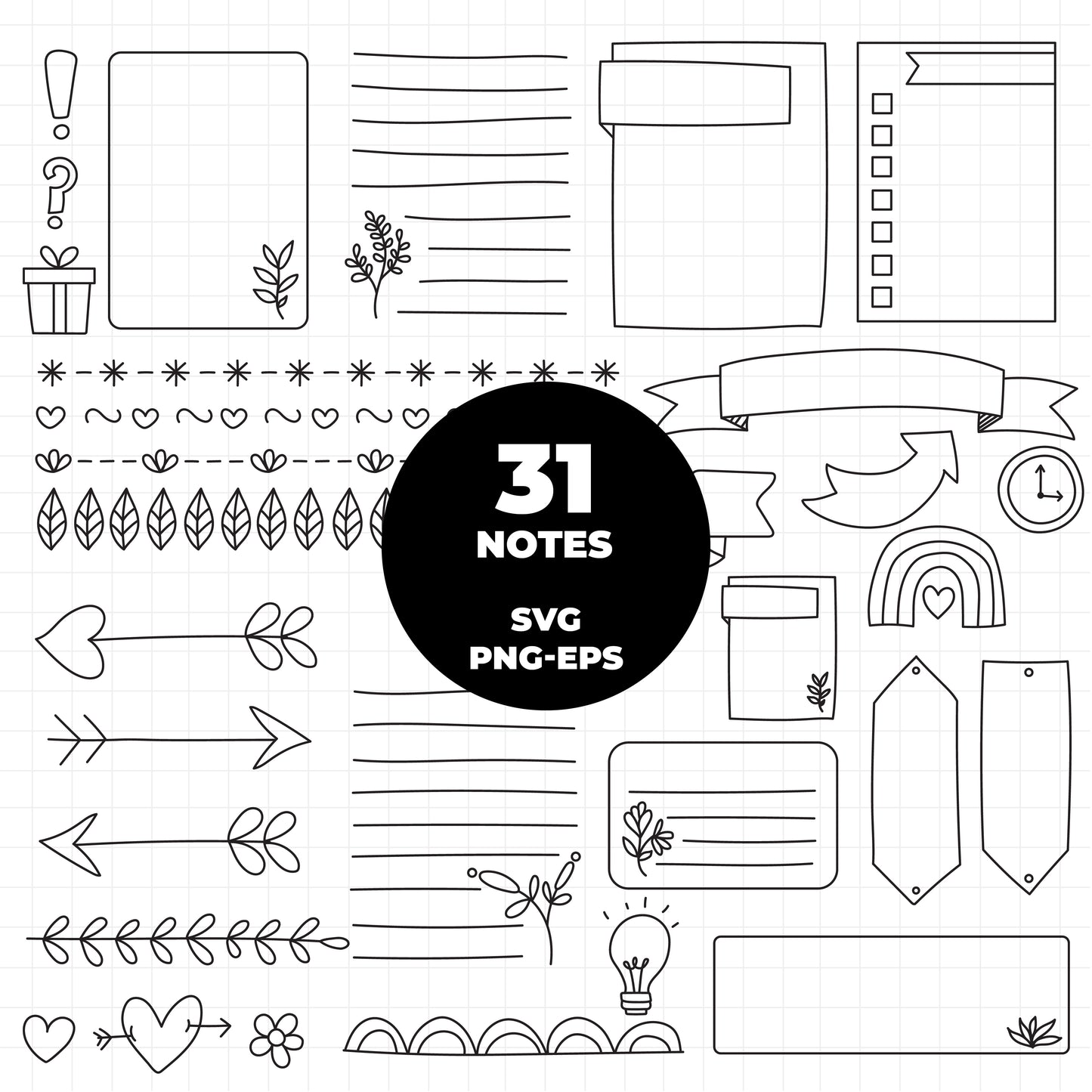 COD920 Bullet journal svg, bujo clipart, Notes Clipart, school Clipart, teacher printable, school svg