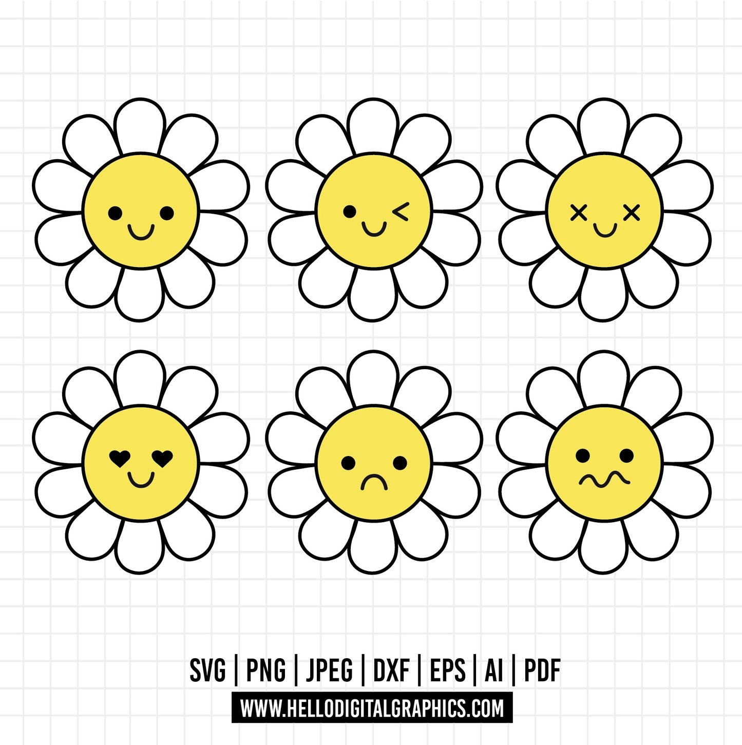 COD942 - Daisy SVG bundle, Flower Svg, Floral SVG, Spring Summer Svg, Retro Flower Shapes svg, Hippie Flower SVG, Daisy Split Monogram