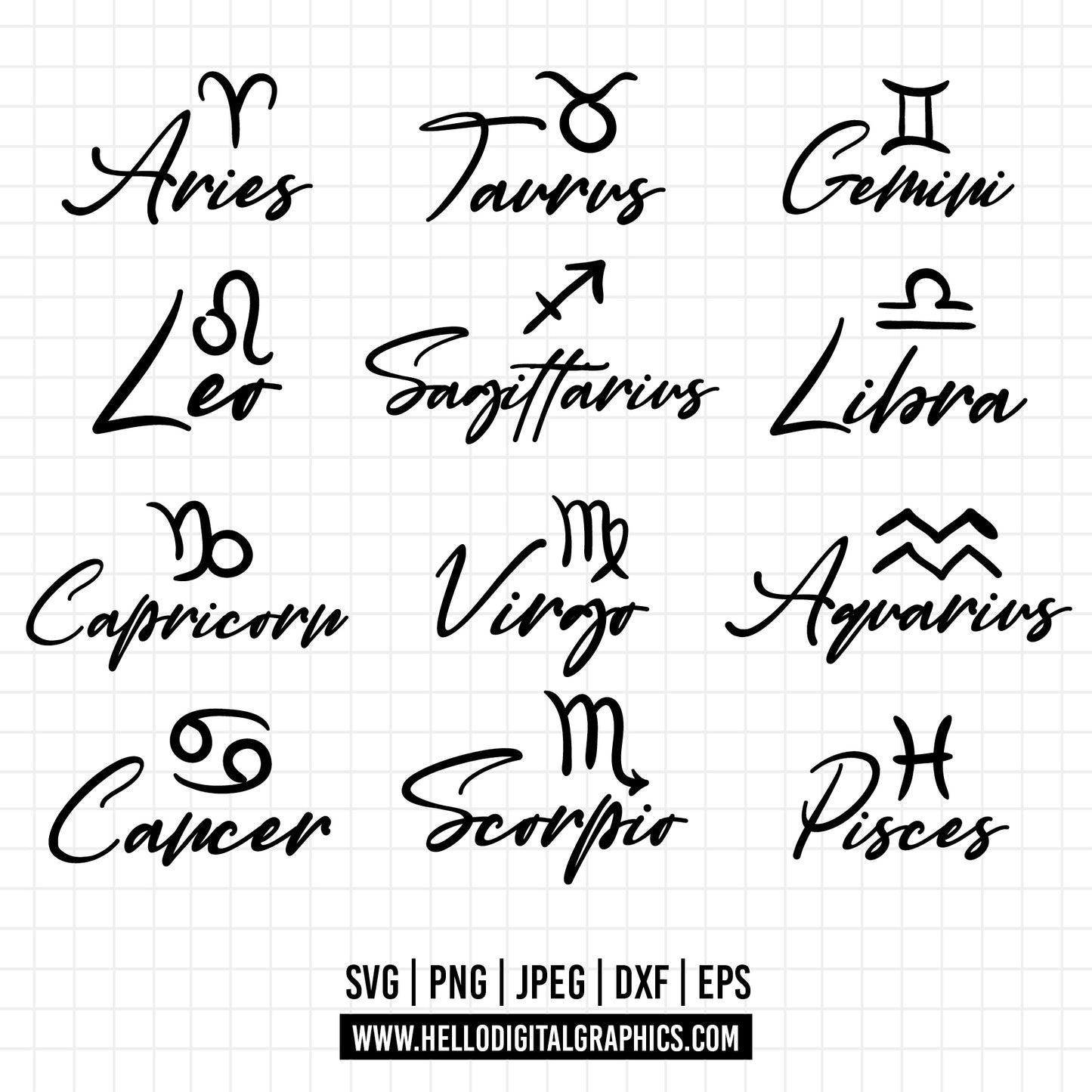 COD948- Zodiac Signs SVG Bundle, Astrology Signs svg, Zodiac Symbols svg, Constellation Signs svg, Astrology, Horoscope, Cut File for Cricut