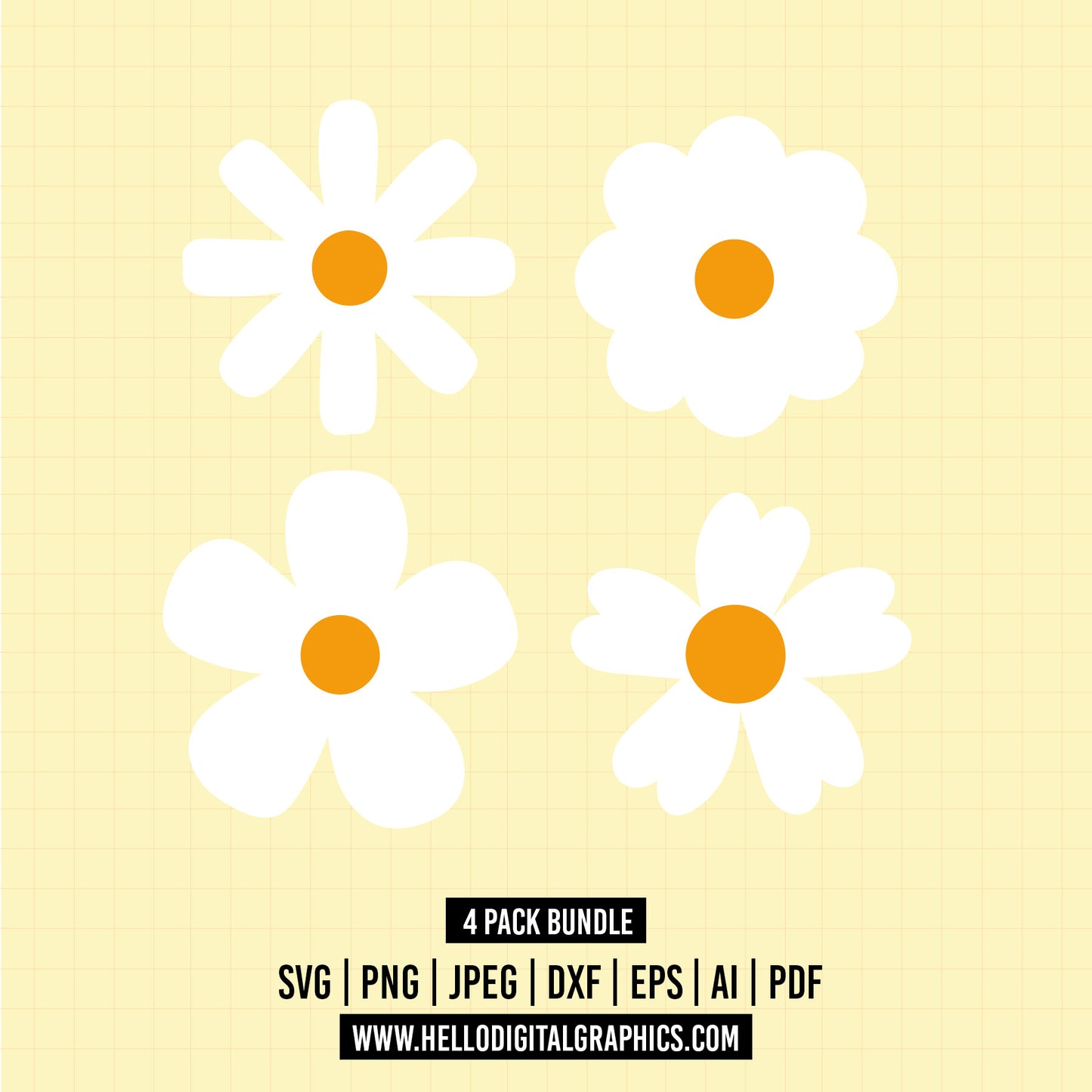 COD975 - Flower Svg, Floral SVG, Spring Summer Svg, Retro Flower Shapes svg, Hippie Flower SVG