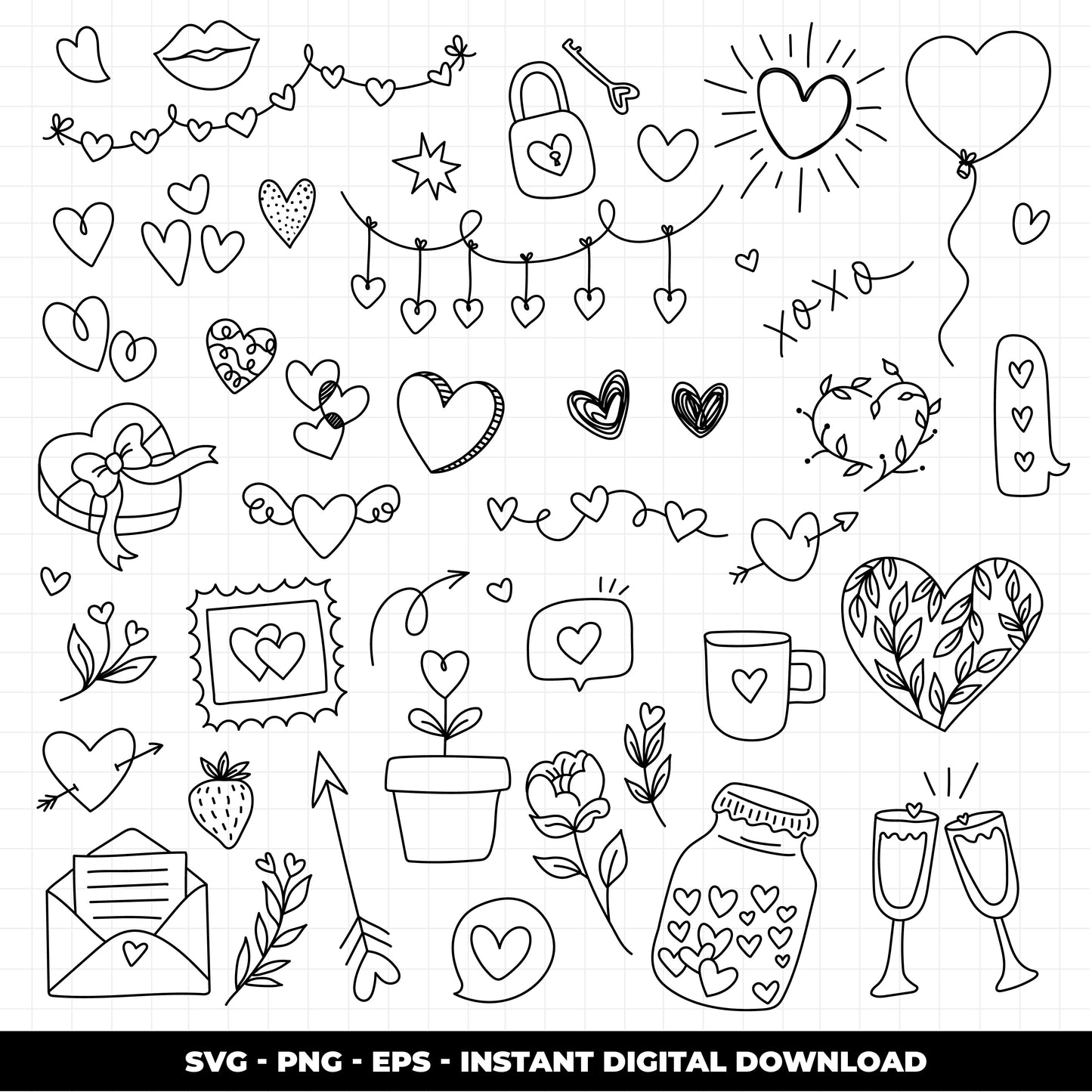 COD1012- Doodle Heart svg, Self Love Svg, Heart svg, Hand-drawn svg, True love svg