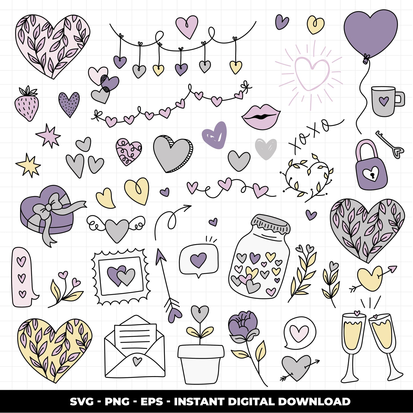 COD1013- Doodle Heart svg, Self Love Svg, Heart svg, Hand-drawn svg, True love svg