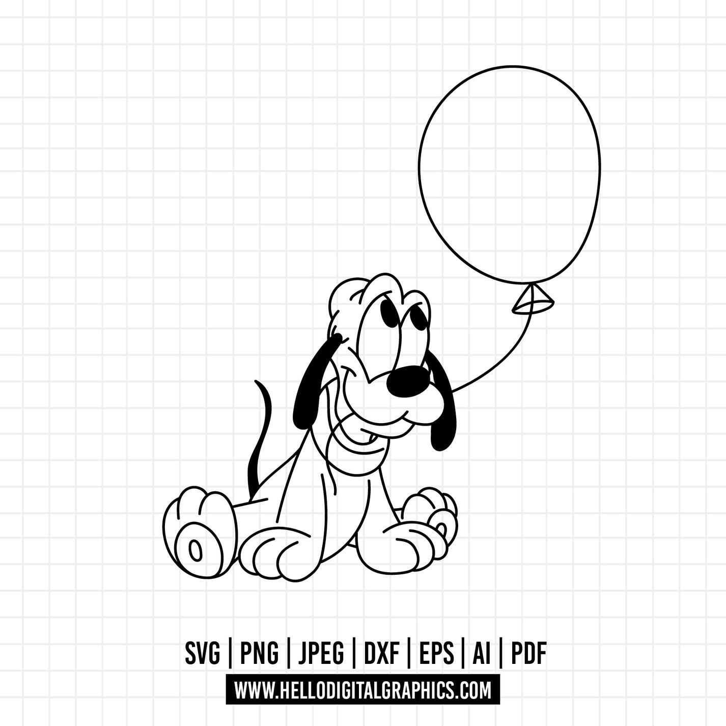 COD1022- Pluto svg, outline pluto svg, dog svg, Pluto Silhouette, Cric