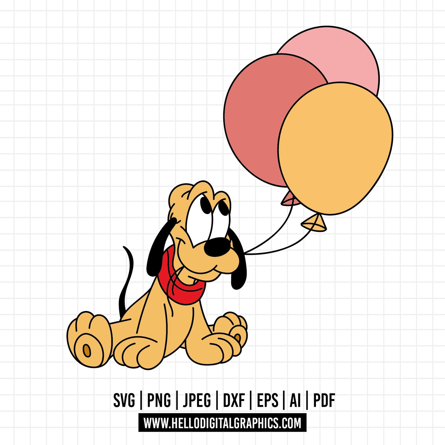 COD1023- Pluto svg, outline pluto svg, dog svg, Pluto Silhouette, Cricut, disney svg