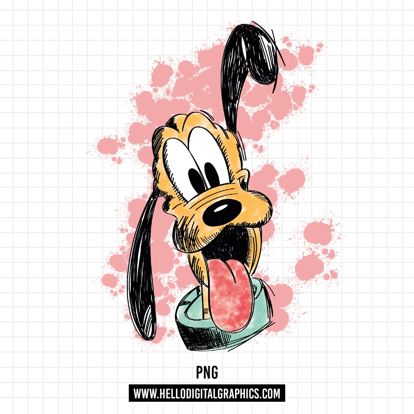 COD1029- Classic Pluto Sketch PNG, Retro Pluto png, dog png, disney png