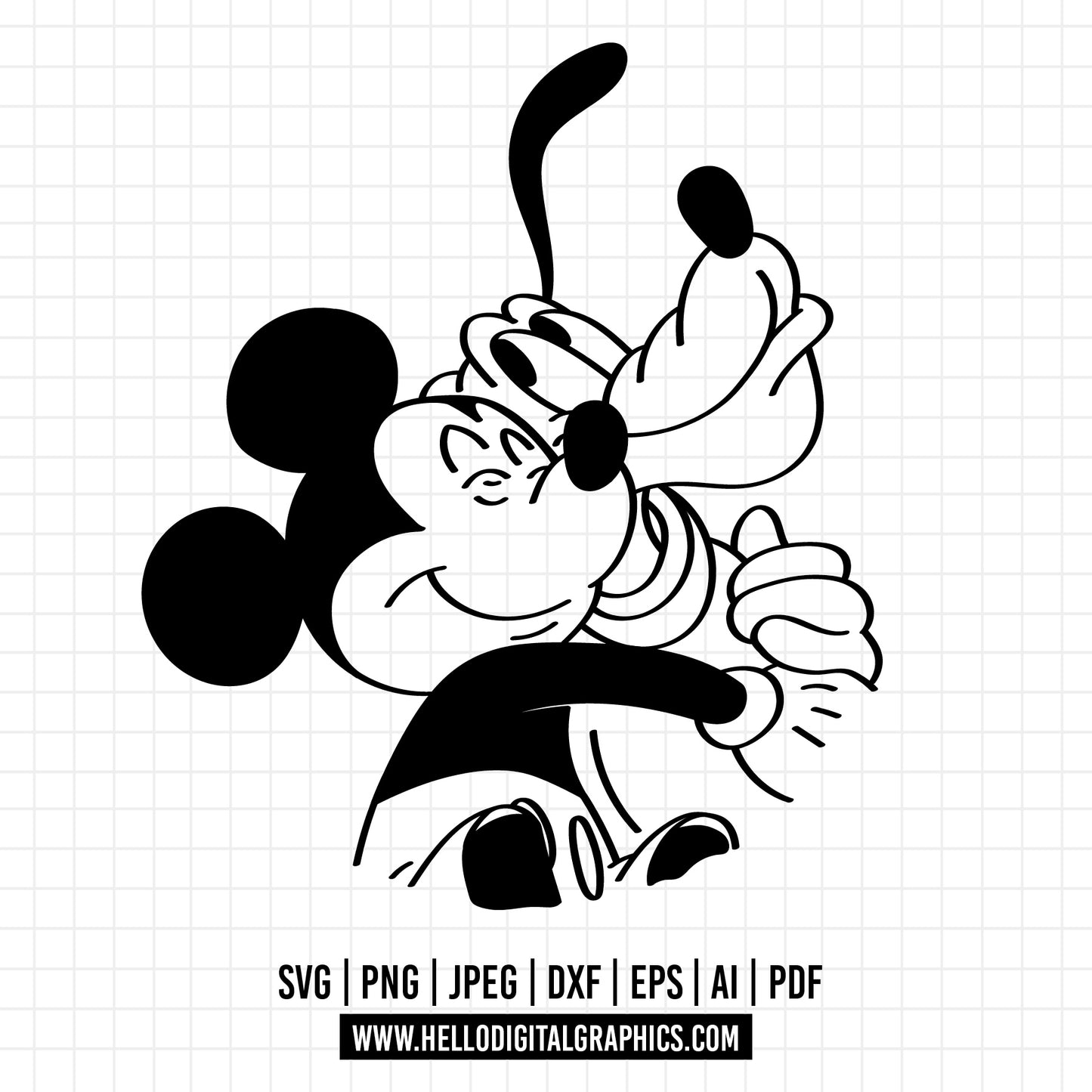COD1030- Mickey mouse and pluto svg, Mickey Svg, Disney svg,Mickey sketch svg