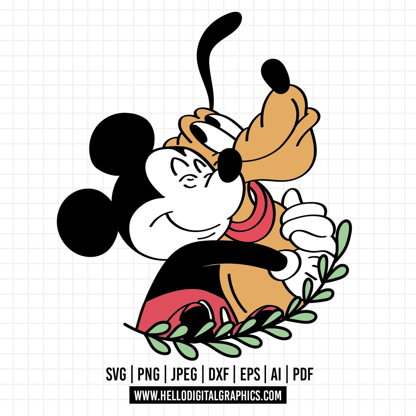 COD1031- Mickey mouse and pluto svg, Mickey Svg, Disney svg, Mickey sketch svg