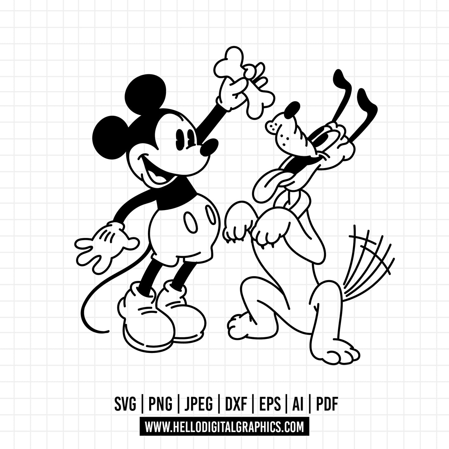 COD1033- Mickey mouse and pluto svg, Mickey Svg, Disney svg,Mickey sketch svg