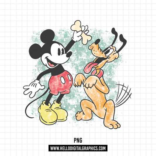 COD1034- Classic Pluto Sketch PNG, Mickey and pluto watercolor png, Retro Pluto png, dog png, disney png