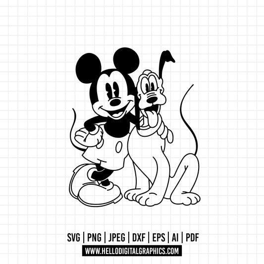 COD1037- Life is better with a dog svg, Mickey and pluto svg, Mickey Svg, Disney svg,Mickey sketch svg