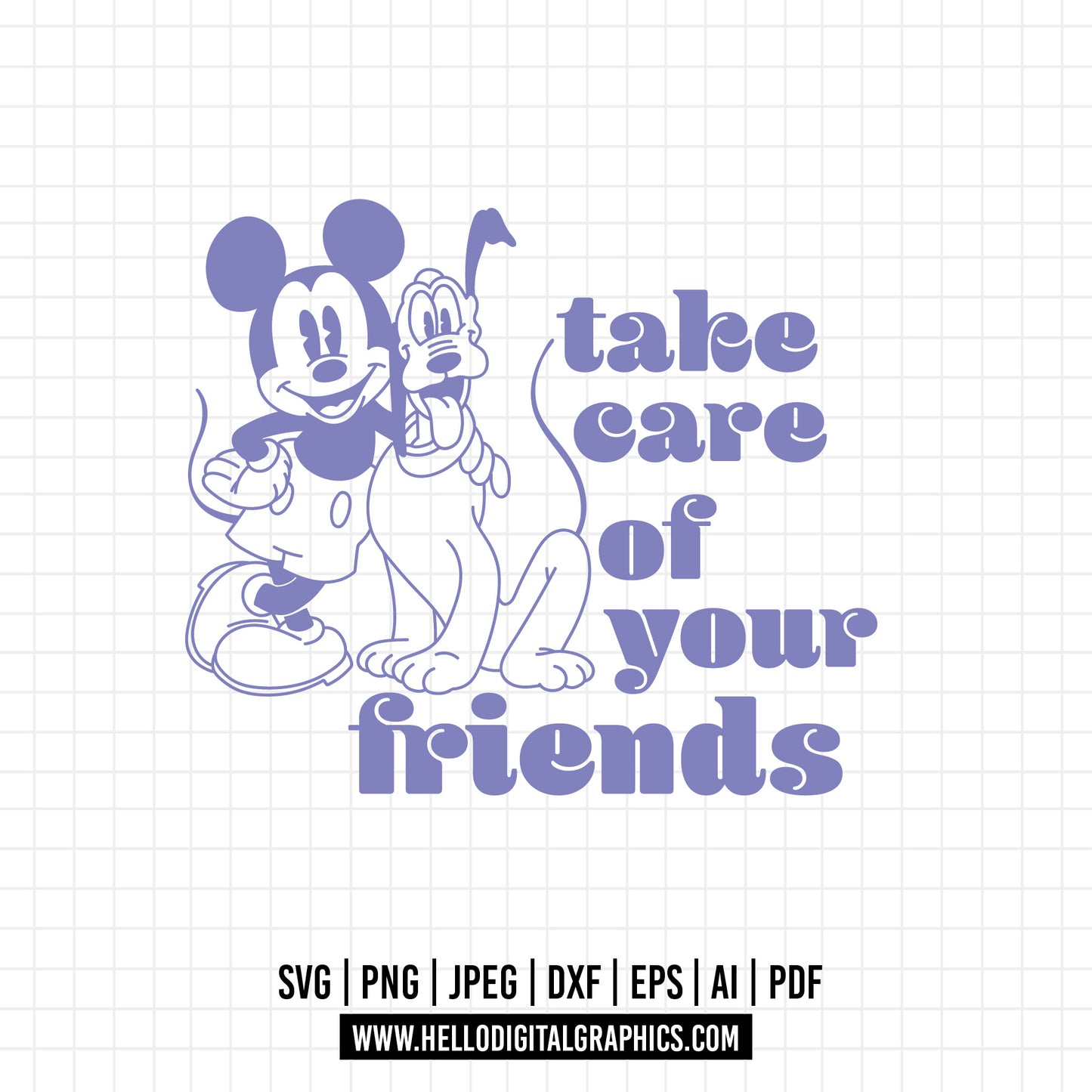 COD1038- Take care of your friends svg,  Mickey and pluto svg, Mickey Svg, Disney svg,Mickey sketch svg