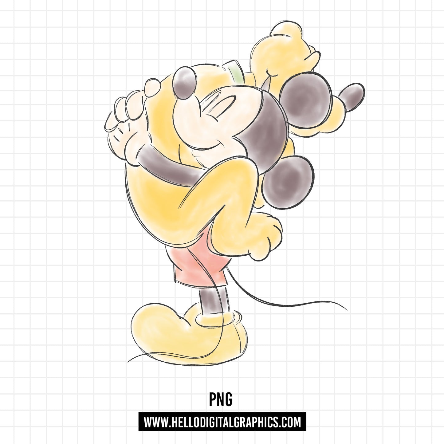 COD1040- Classic Pluto Sketch PNG, Mickey and pluto watercolor png, Retro Pluto png, dog png, disney png