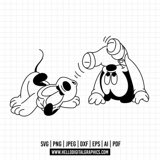 COD1042- Mickey mouse and pluto svg, Mickey Svg, Disney svg,Mickey sketch svg