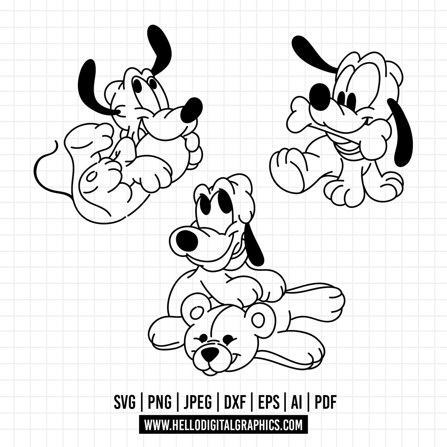 COD1043- Pluto svg, Baby pluto svg, pluto doodle, dog svg, Disney svg