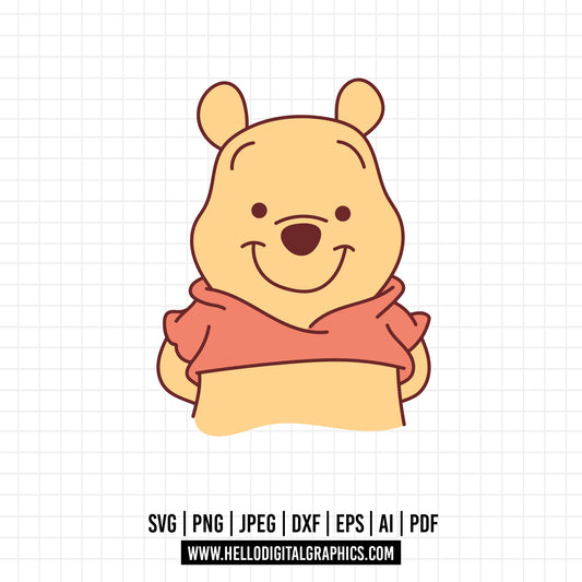 COD1051 Winnie the pooh svg, winnie the pooh baby svg, outline, disney svg, Pooh face svg, bear Png