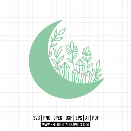 COD1062 Moon svg, Flowers svg, forest svg, moon phases svg