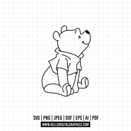 COD1078 Winnie the pooh svg, winnie the pooh outline, disney svg, Pooh face svg, bear Png