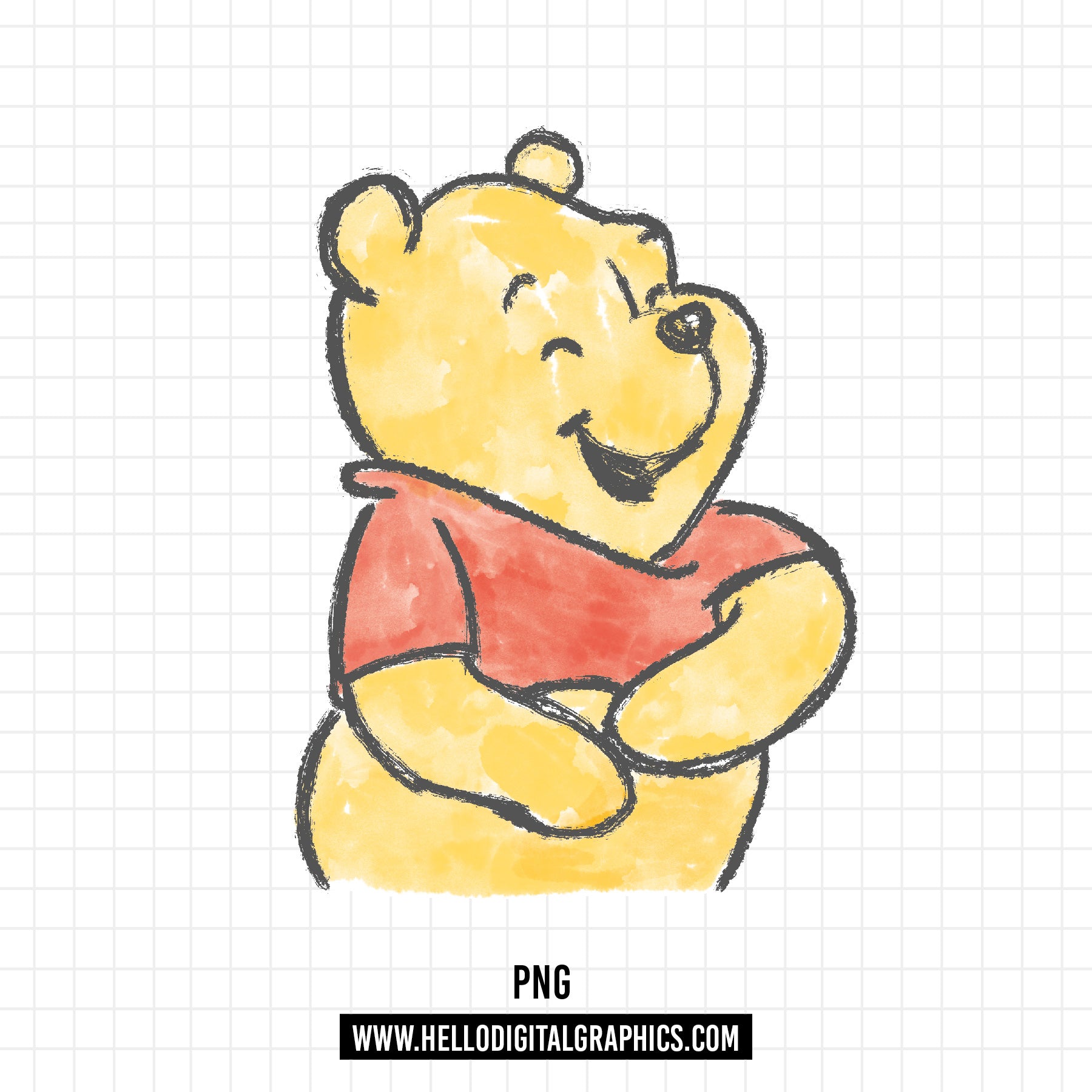 Modern Pooh Graphics COD1087 Winnie the pooh watercolor png, pooh watercolor png – Hello