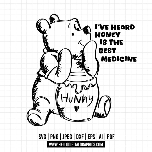 COD1095 I've heard honey is the best medicine svg, Winnie the Pooh svg