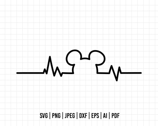 COD110- Heartbeat Svg, Mickey Heartbeat Svg, Heartbeat Silhouette Svg, Mickey Svg, Disney svg, Magical svg