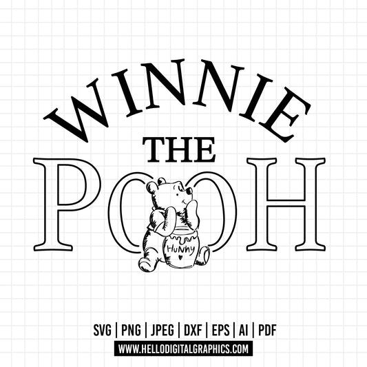 COD1103 Winnie the pooh svg, pooh sketch svg, Disney svg