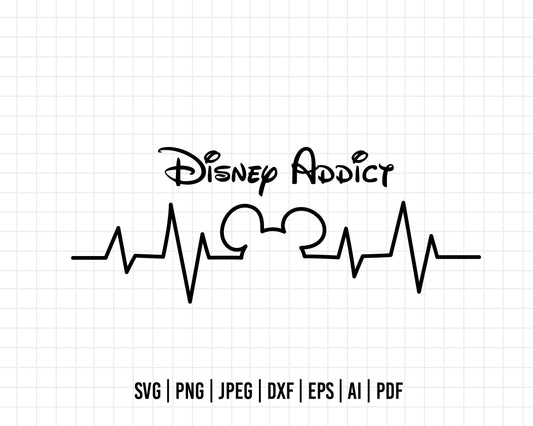 COD111- Heartbeat Svg, Mickey Heartbeat Svg, Heartbeat Silhouette Svg, Mickey Svg, Disney svg, disney addict svg