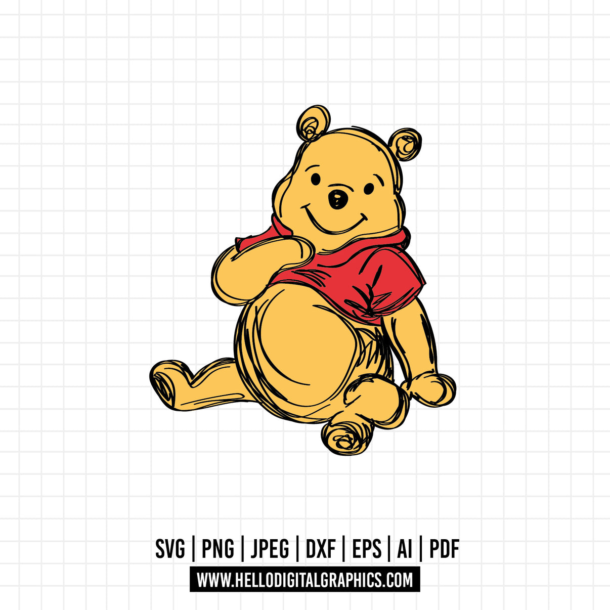 COD1116 Winnie the pooh outline svg, Winnie The Pooh svg, Disney svg