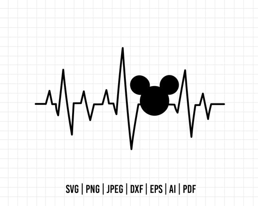 COD112- Heartbeat Svg, Mickey Heartbeat Svg, Heartbeat Silhouette Svg, Mickey Svg, Disney svg, disney addict svg