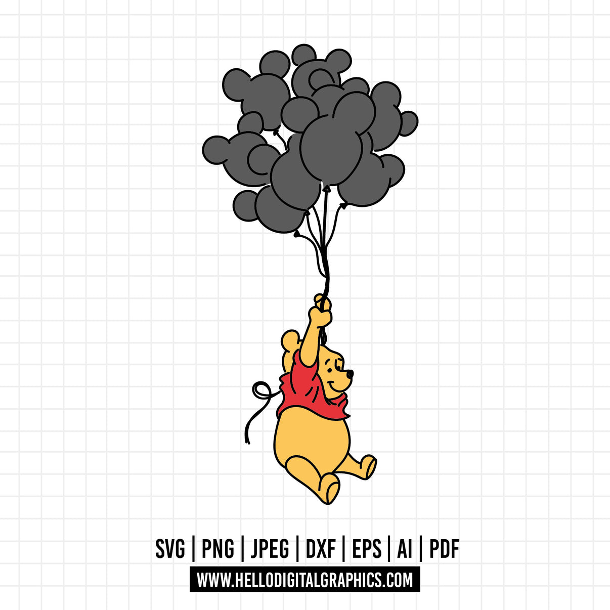 COD1121 Winnie the pooh svg, Winnie The Pooh With Balloon, Pooh Party ...