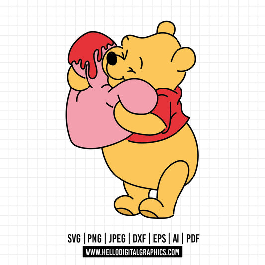 COD1129 Winnie the pooh svg, Winnie The Pooh With Balloon, Pooh Party Supplies