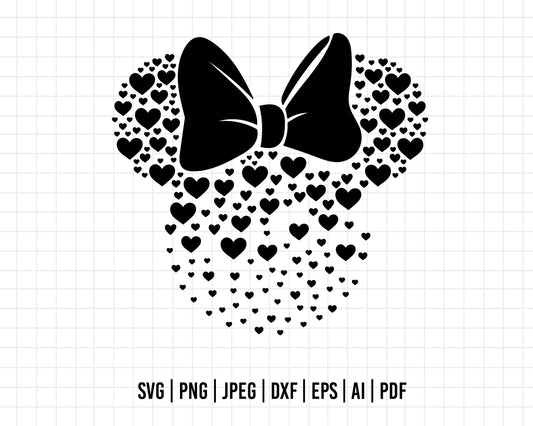 COD113- Heart minnie mouse svg, print svg, disney svg, heart svg, cutting files for cricut silhouette