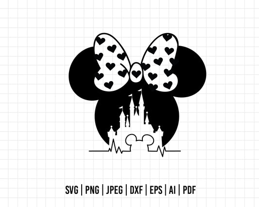 COD114- Heart minnie mouse svg, Heartbeat Svg, disney svg, heart svg, castle svg, cutting files for cricut silhouette