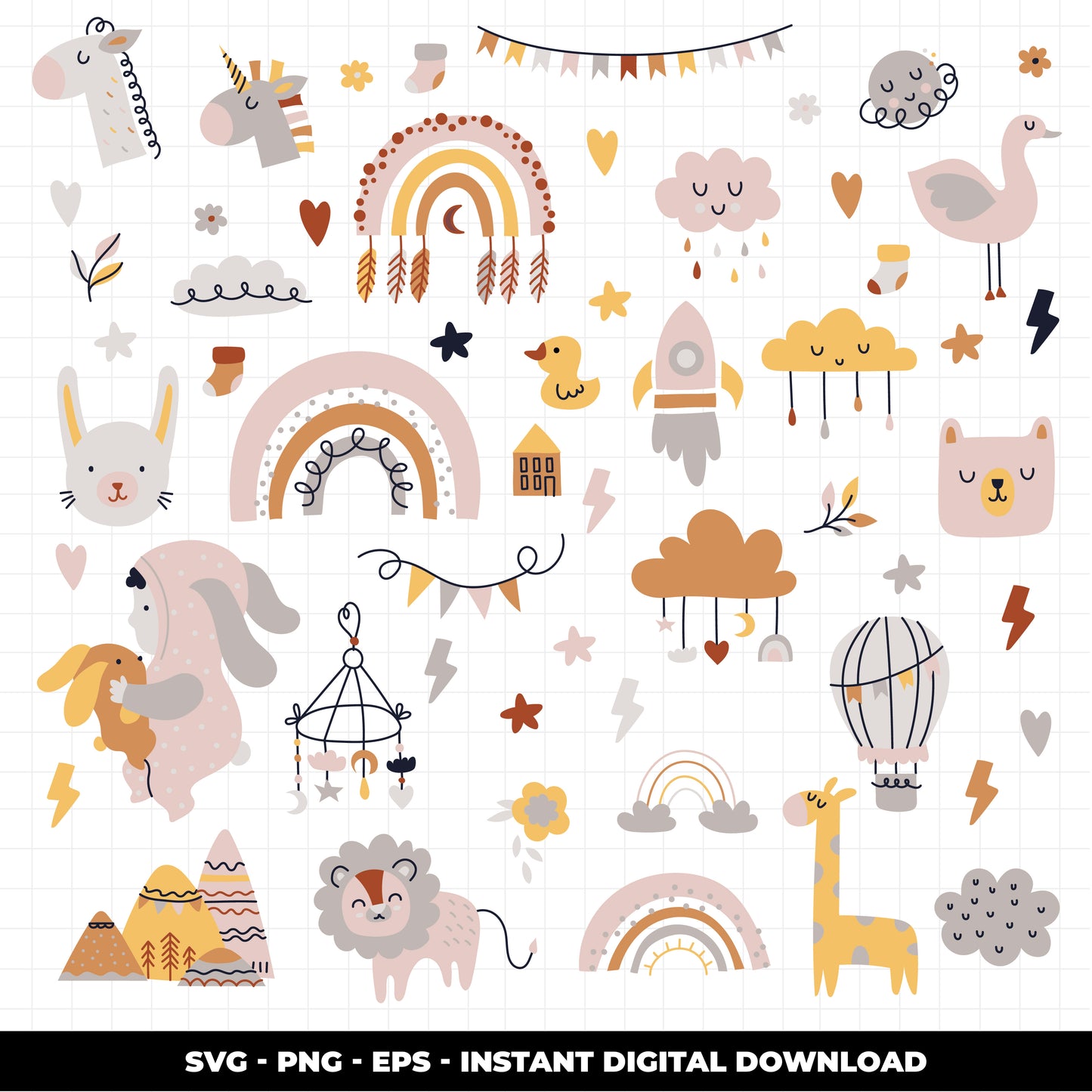 COD1140 Baby svg, baby doodle svg, baby png, baby clipart, unicorn baby svg