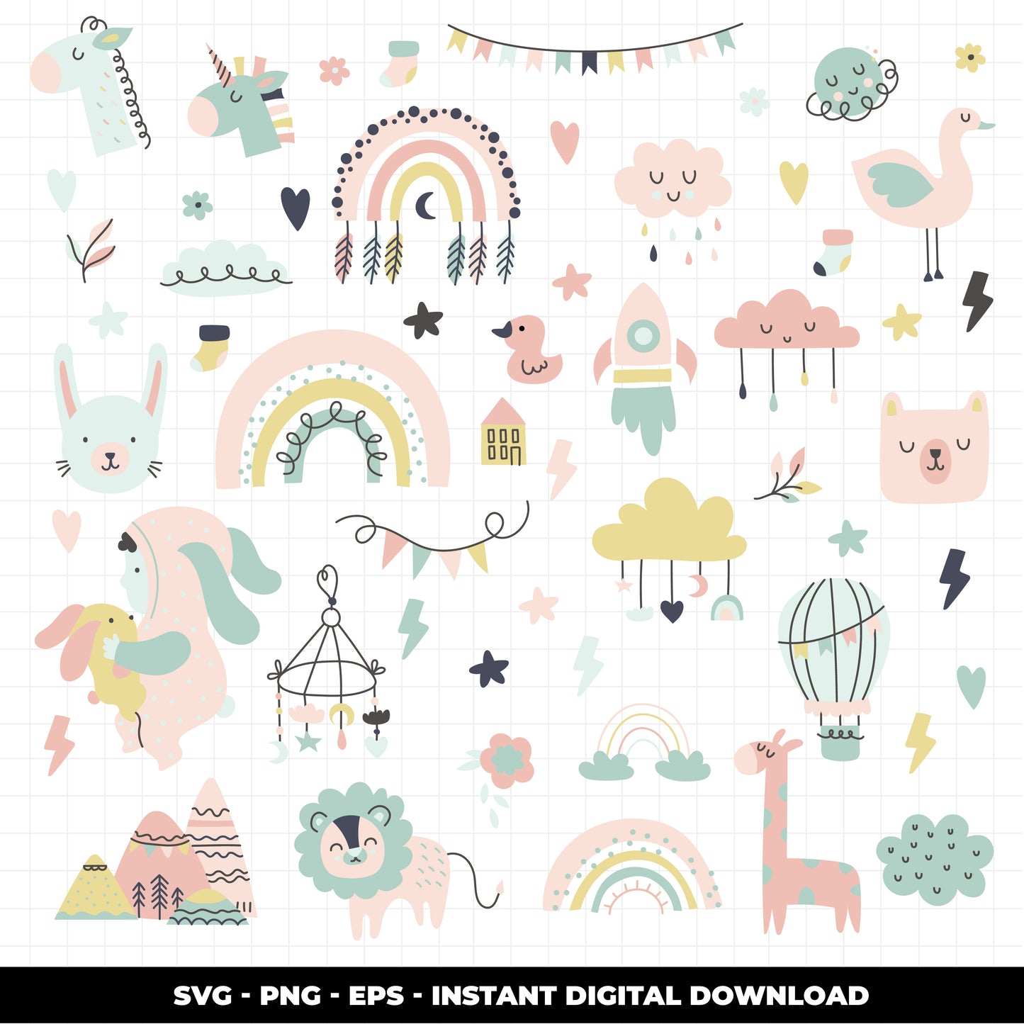 COD1141 Baby svg, baby doodle svg, baby png, baby clipart, unicorn baby svg