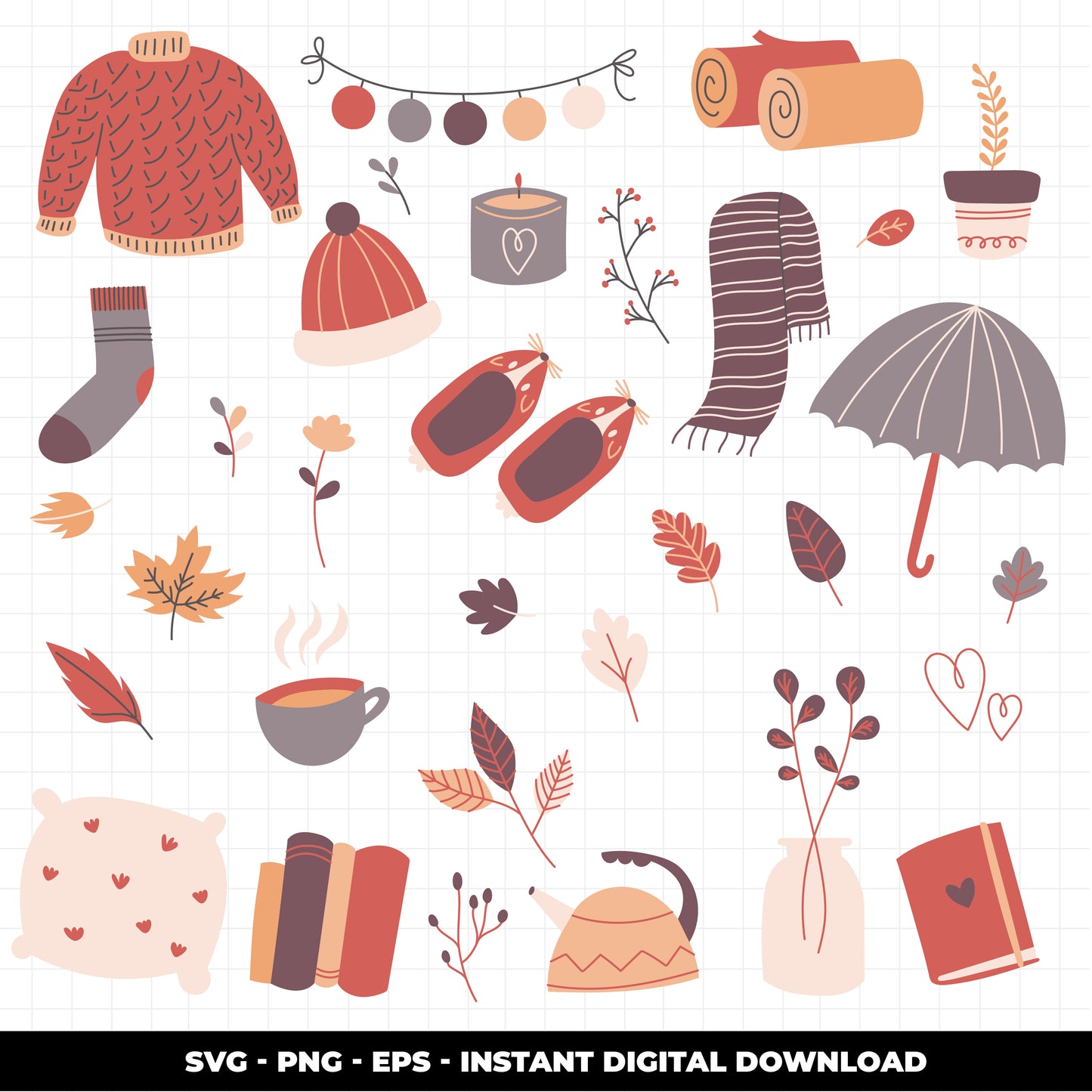 COD1144 - Autumn clipart, fall clipart, Leaves clipart, Plants eps, Paper Leaves, Leaf Templates, Wreath