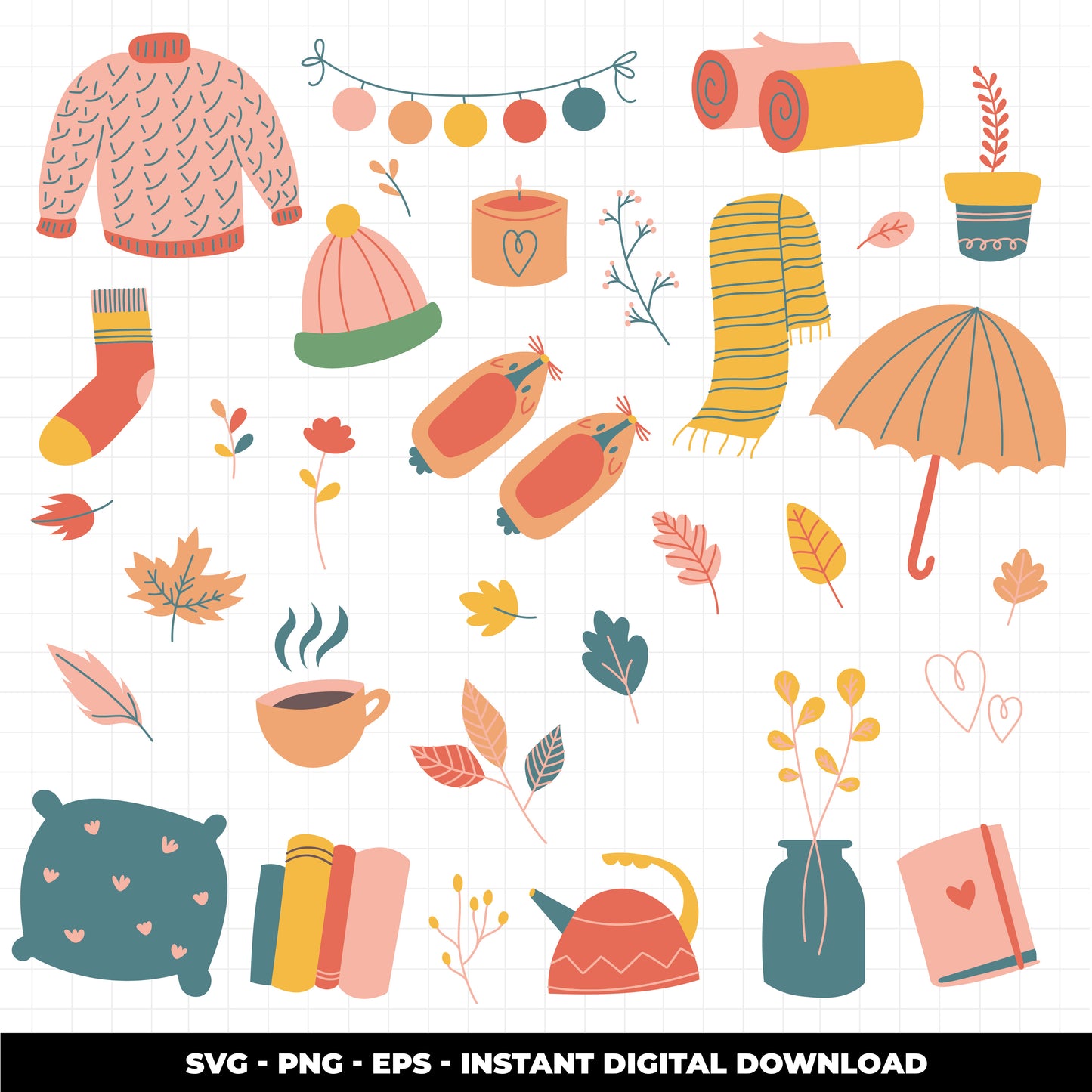 COD1146 - Autumn clipart, fall clipart, Leaves clipart, Plants eps, Paper Leaves, Leaf Templates, Wreath