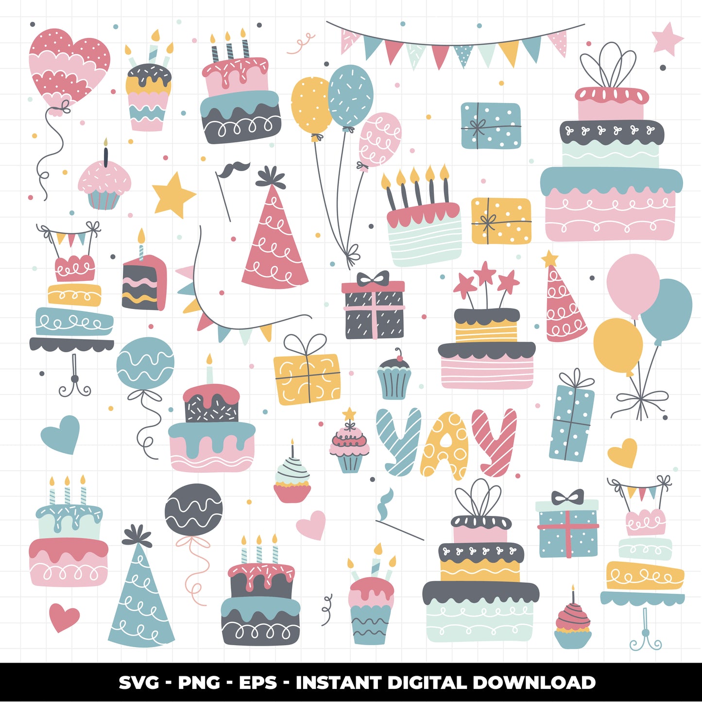 COD1148 Happy birthday svg, birthday clipart, cake svg, birthday vector, party svg